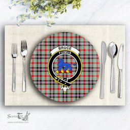 ScotsTee Shop Scottish Bruce of Kinnaird Modern Crest Tartan Ceramic Plate