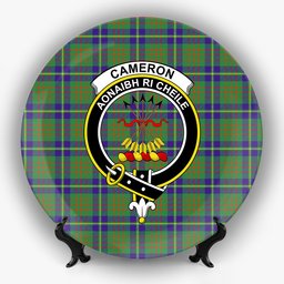 ScotsTee Shop Scottish Cameron of Lochiel Hunting Crest Tartan Ceramic Plate