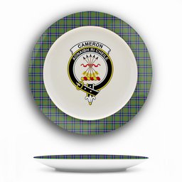 ScotsTee Shop Scottish Cameron of Lochiel Hunting Crest Tartan Ceramic Plate