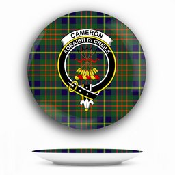 ScotsTee Shop Scottish Cameron of Lochiel Hunting Modern Crest Tartan Ceramic Plate