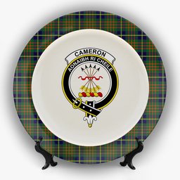 ScotsTee Shop Scottish Cameron of Lochiel Hunting Modern Crest Tartan Ceramic Plate