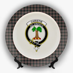 ScotsTee Shop Scottish Christie (London) Hunting Crest Tartan Ceramic Plate