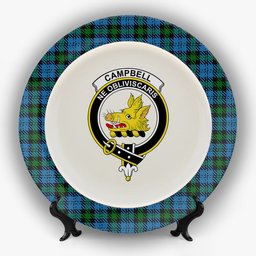 ScotsTee Shop Scottish Campbell of Glenlyon Crest Tartan Ceramic Plate