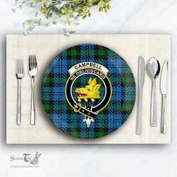 ScotsTee Shop Scottish Campbell of Glenlyon Crest Tartan Ceramic Plate