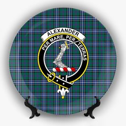 ScotsTee Shop Scottish Alexander of Menstry Hunting Modern Crest Tartan Ceramic Plate