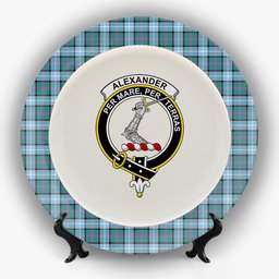 ScotsTee Shop Scottish Alexander of Menstry Hunting Ancient Crest Tartan Ceramic Plate