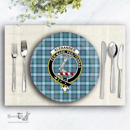 ScotsTee Shop Scottish Alexander of Menstry Hunting Ancient Crest Tartan Ceramic Plate