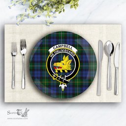 ScotsTee Shop Scottish Campbell of Loudoun Crest Tartan Ceramic Plate