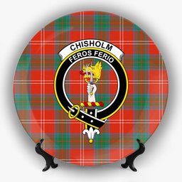 ScotsTee Shop Scottish Chisholm of Strathglass Ancient Crest Tartan Ceramic Plate