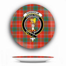 ScotsTee Shop Scottish Chisholm of Strathglass Ancient Crest Tartan Ceramic Plate