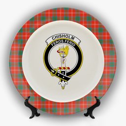 ScotsTee Shop Scottish Chisholm of Strathglass Ancient Crest Tartan Ceramic Plate