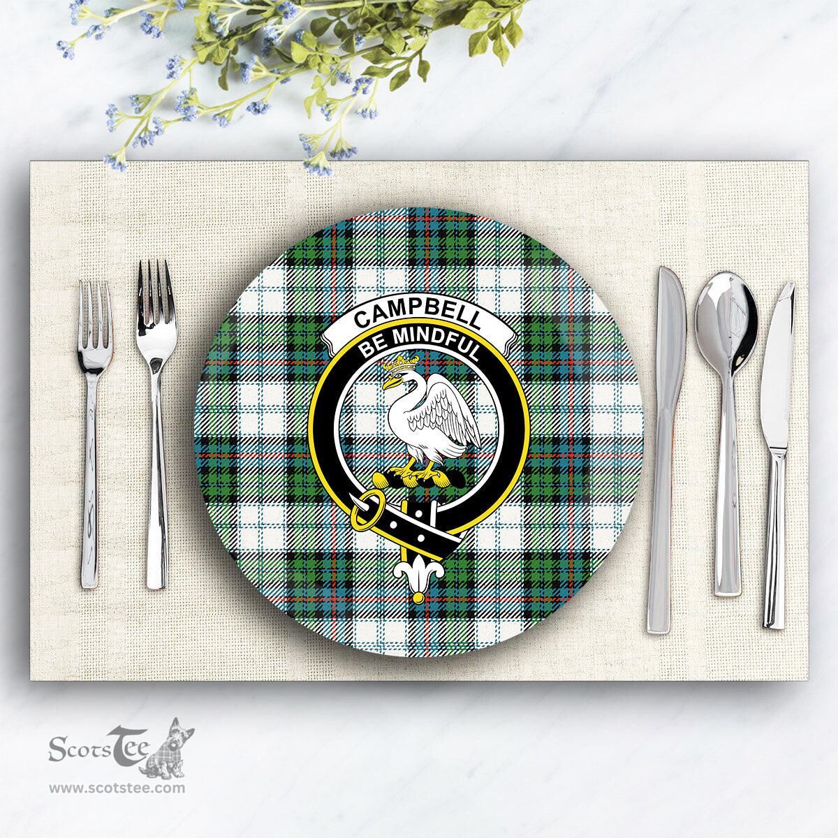 ScotsTee Shop Scottish Campbell of Cawdor Dress Ancient Crest Tartan Ceramic Plate