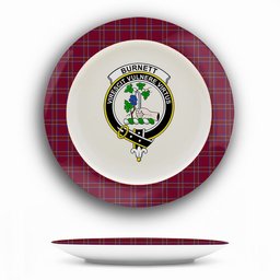 ScotsTee Shop Scottish Burnett of Leys Hunting Crest Tartan Ceramic Plate