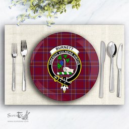 ScotsTee Shop Scottish Burnett of Leys Hunting Crest Tartan Ceramic Plate