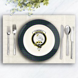 ScotsTee Shop Scottish Campbell of Cawdor Crest Tartan Ceramic Plate