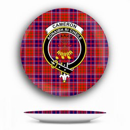 ScotsTee Shop Scottish Cameron of Lochiel Modern Crest Tartan Ceramic Plate
