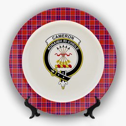 ScotsTee Shop Scottish Cameron of Lochiel Modern Crest Tartan Ceramic Plate