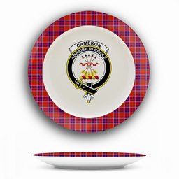 ScotsTee Shop Scottish Cameron of Lochiel Modern Crest Tartan Ceramic Plate