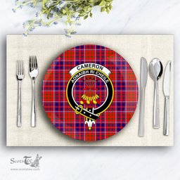 ScotsTee Shop Scottish Cameron of Lochiel Modern Crest Tartan Ceramic Plate