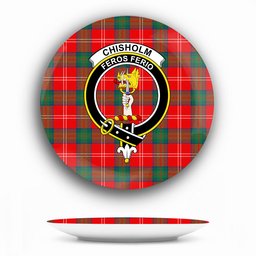 ScotsTee Shop Scottish Chisholm of Strathglass Modern Crest Tartan Ceramic Plate