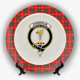 ScotsTee Shop Scottish Chisholm of Strathglass Modern Crest Tartan Ceramic Plate