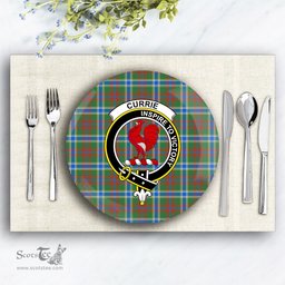 ScotsTee Shop Scottish Currie of Arran Modern Clan Crest Tartan Ceramic Plate