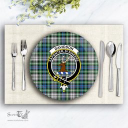 ScotsTee Shop Scottish Davidson of Tulloch Dress Ancient Crest Tartan Ceramic Plate