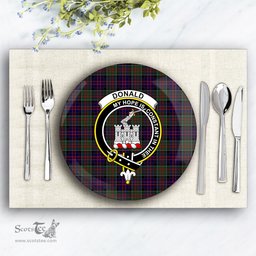 ScotsTee Shop Scottish Donald of Clan Ranald Crest Tartan Ceramic Plate