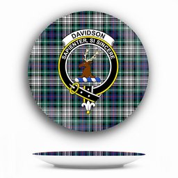ScotsTee Shop Scottish Davidson of Tulloch Dress Modern Crest Tartan Ceramic Plate