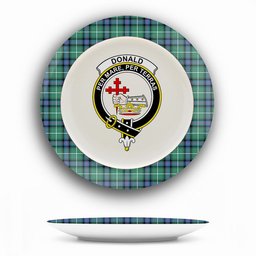 ScotsTee Shop Scottish Donald of the Isles Hunting Ancient Crest Tartan Ceramic Plate