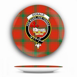 ScotsTee Shop Scottish Donald of the Isles Red Ancient Crest Tartan Ceramic Plate