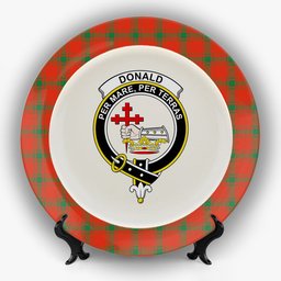 ScotsTee Shop Scottish Donald of the Isles Red Ancient Crest Tartan Ceramic Plate
