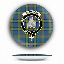 ScotsTee Shop Scottish Dalrymple M of Oxenfoord Crest Tartan Ceramic Plate