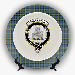ScotsTee Shop Scottish Dalrymple M of Oxenfoord Crest Tartan Ceramic Plate
