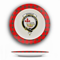 ScotsTee Shop Scottish Donald of the Isles Red Modern Crest Tartan Ceramic Plate