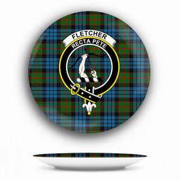 ScotsTee Shop Scottish Fletcher of Dunans Crest Tartan Ceramic Plate