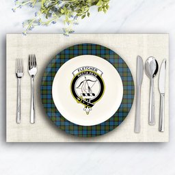 ScotsTee Shop Scottish Fletcher of Dunans Crest Tartan Ceramic Plate