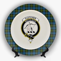 ScotsTee Shop Scottish Fletcher of Dunans Crest Tartan Ceramic Plate