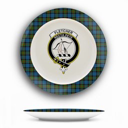 ScotsTee Shop Scottish Fletcher of Dunans Crest Tartan Ceramic Plate