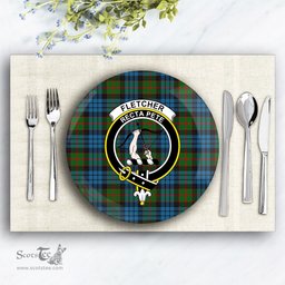 ScotsTee Shop Scottish Fletcher of Dunans Crest Tartan Ceramic Plate