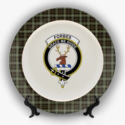 ScotsTee Shop Scottish Forbes of Druminnor Crest Tartan Ceramic Plate