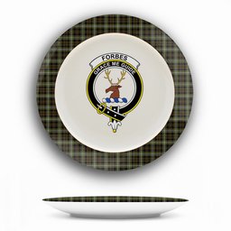 ScotsTee Shop Scottish Forbes of Druminnor Crest Tartan Ceramic Plate
