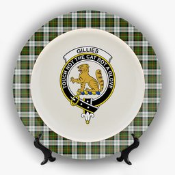 ScotsTee Shop Scottish Gillies Dress Green Crest Tartan Ceramic Plate