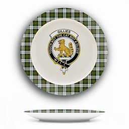 ScotsTee Shop Scottish Gillies Dress Green Crest Tartan Ceramic Plate