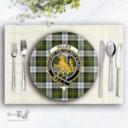 ScotsTee Shop Scottish Gillies Dress Green Crest Tartan Ceramic Plate