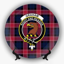 ScotsTee Shop Scottish Graham of Menteith Red Modern Crest Tartan Ceramic Plate