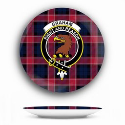 ScotsTee Shop Scottish Graham of Menteith Red Modern Crest Tartan Ceramic Plate