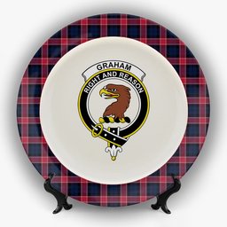 ScotsTee Shop Scottish Graham of Menteith Red Modern Crest Tartan Ceramic Plate