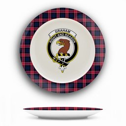 ScotsTee Shop Scottish Graham of Menteith Red Modern Crest Tartan Ceramic Plate