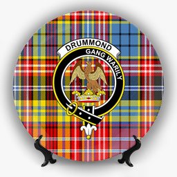 ScotsTee Shop Scottish Drummond of Strathallan Modern Crest Tartan Ceramic Plate